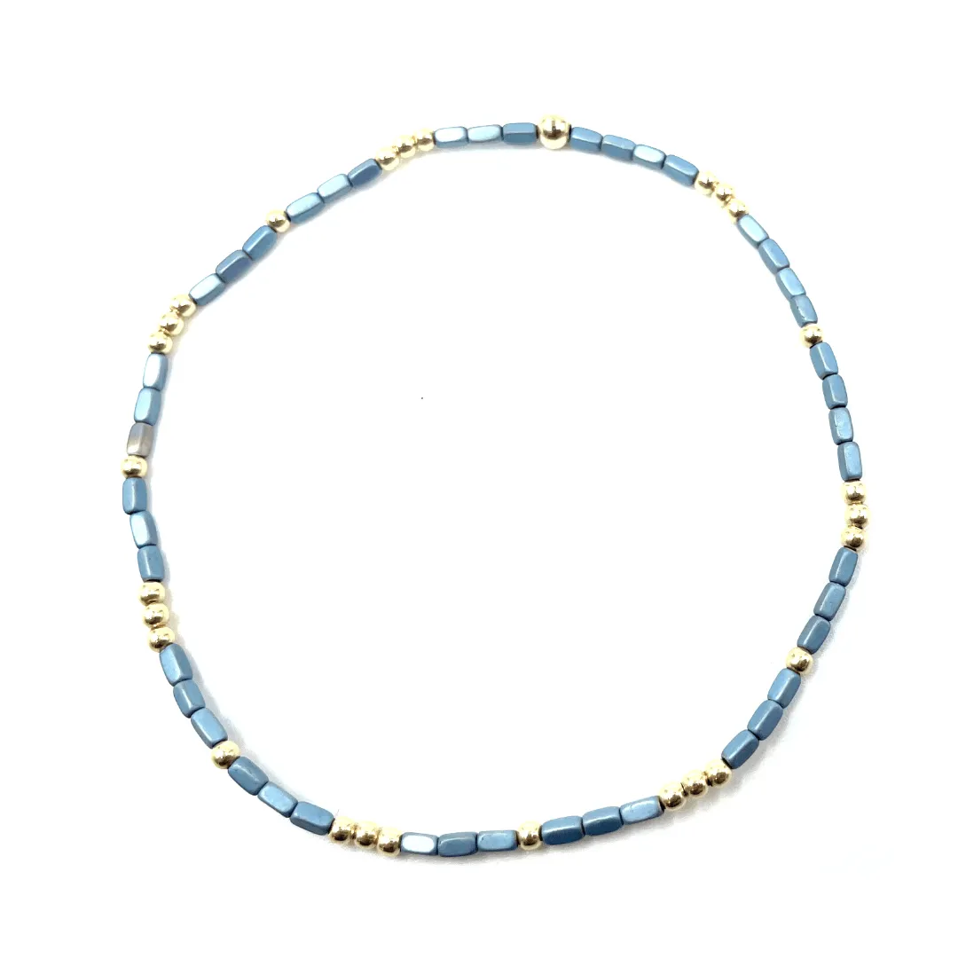 2mm Harbor Blue   Gold Filled Waterproof Bracelet