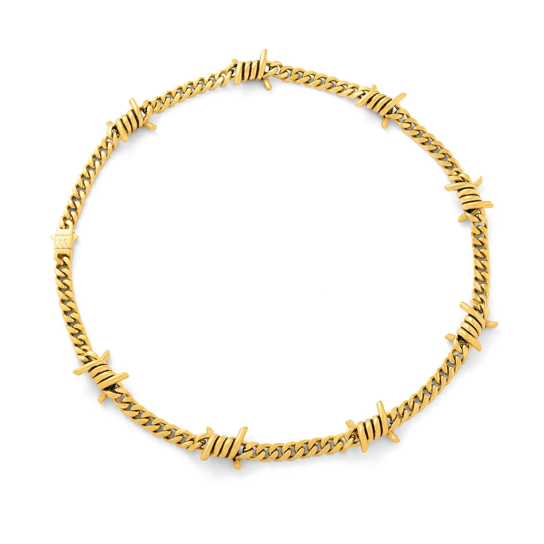 6mm Barbed Wire Cuban Chain (Gold)