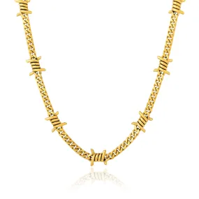 6mm Barbed Wire Cuban Chain (Gold)