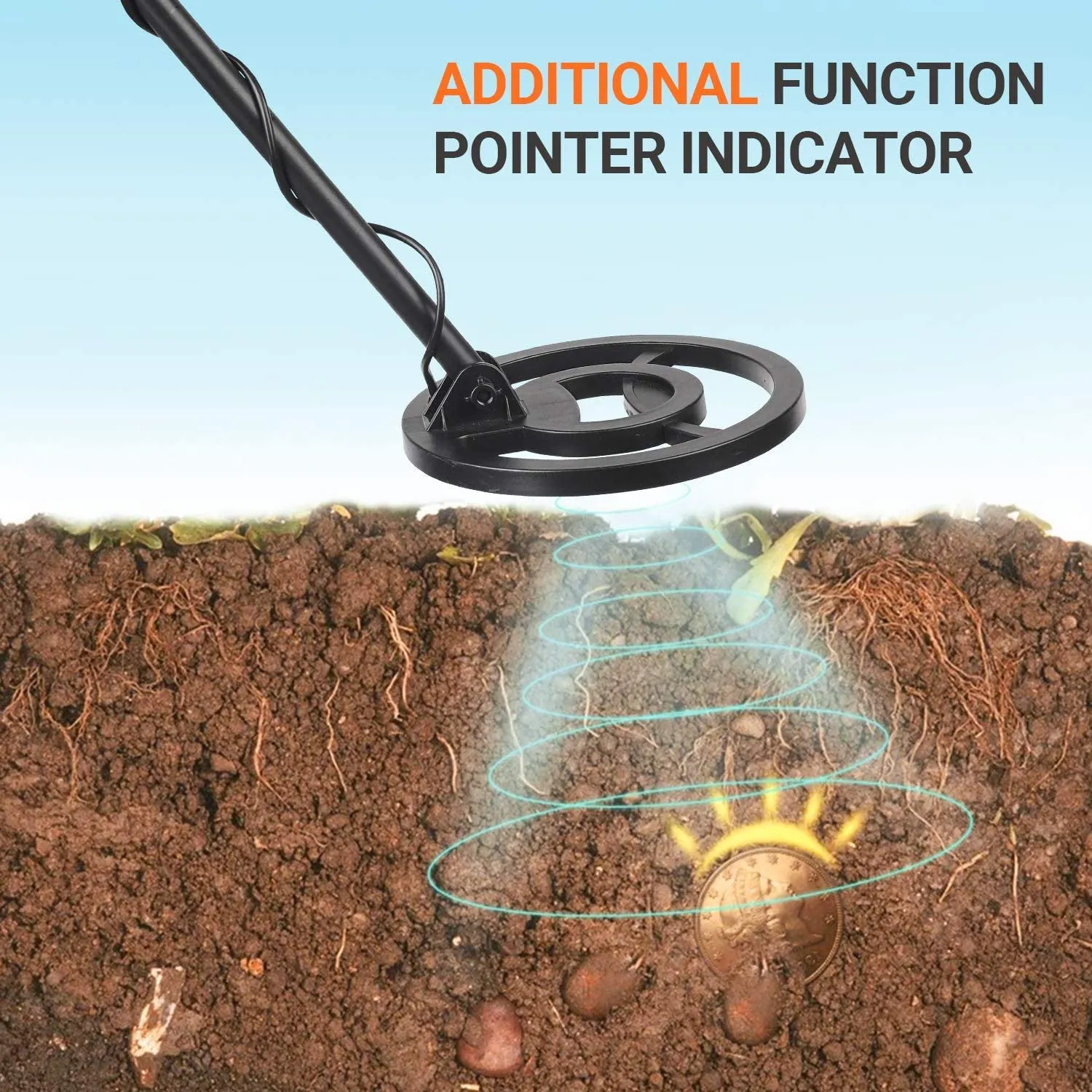 Adjustable High Accuracy Kid's Metal Detector with DISC Mode, Pinpoint Function, 4 Colors LED Light