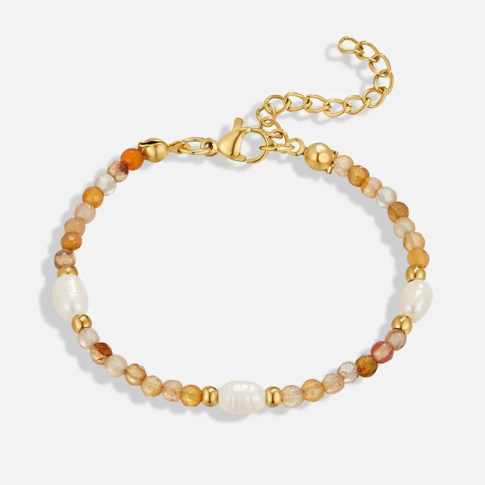 Agate & Pearl Bead Bracelet