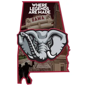 Alabama Crimson Tide - State of Alabama Single Layer Dimensional Wall Art