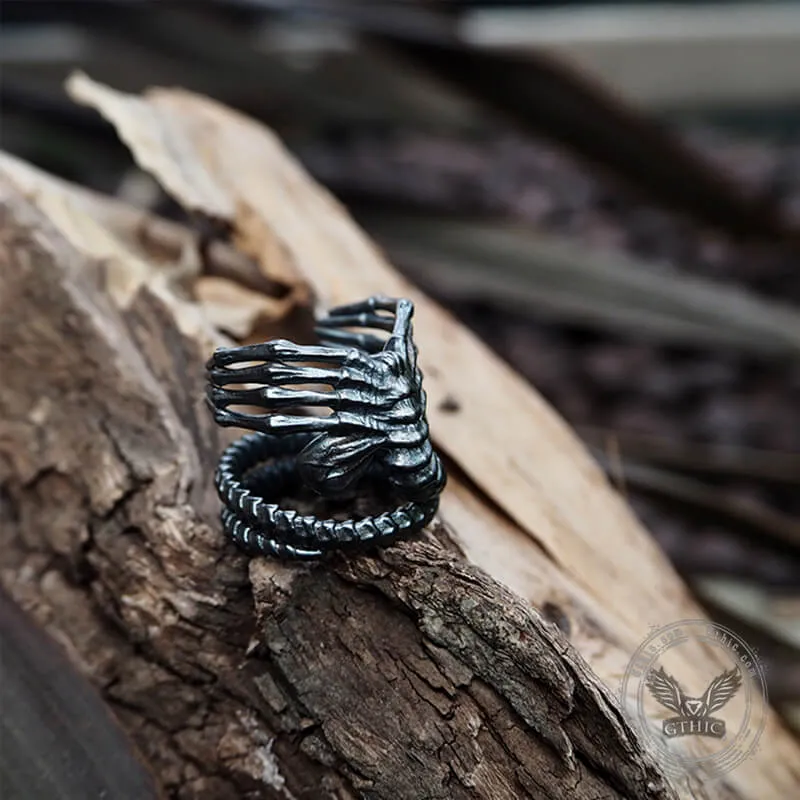 Alien Skeleton Sterling Silver Ring