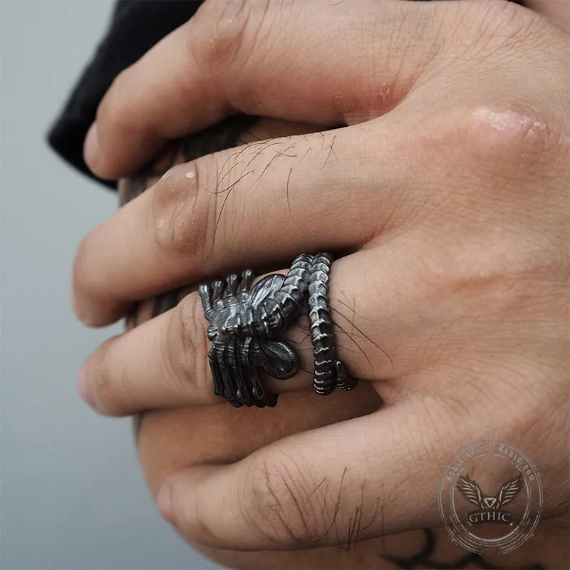 Alien Skeleton Sterling Silver Ring