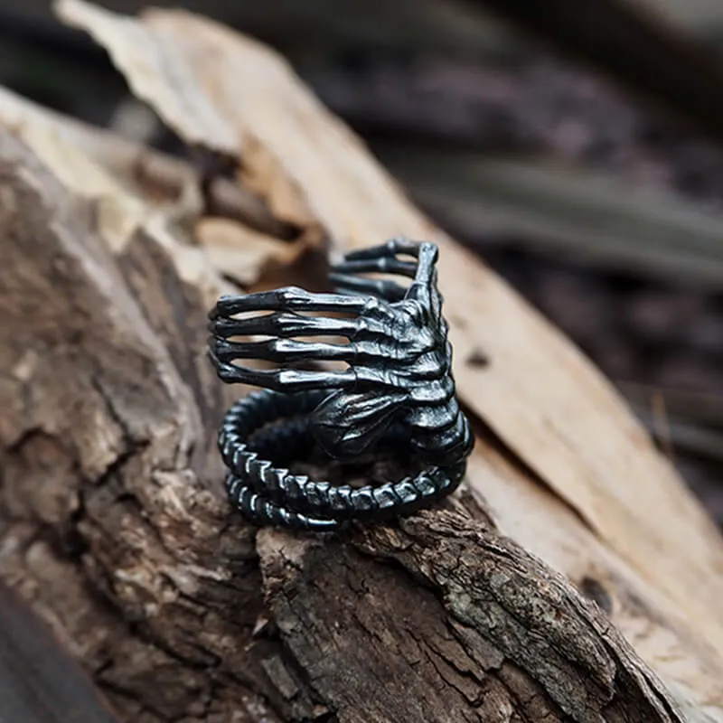 Alien Skeleton Sterling Silver Ring