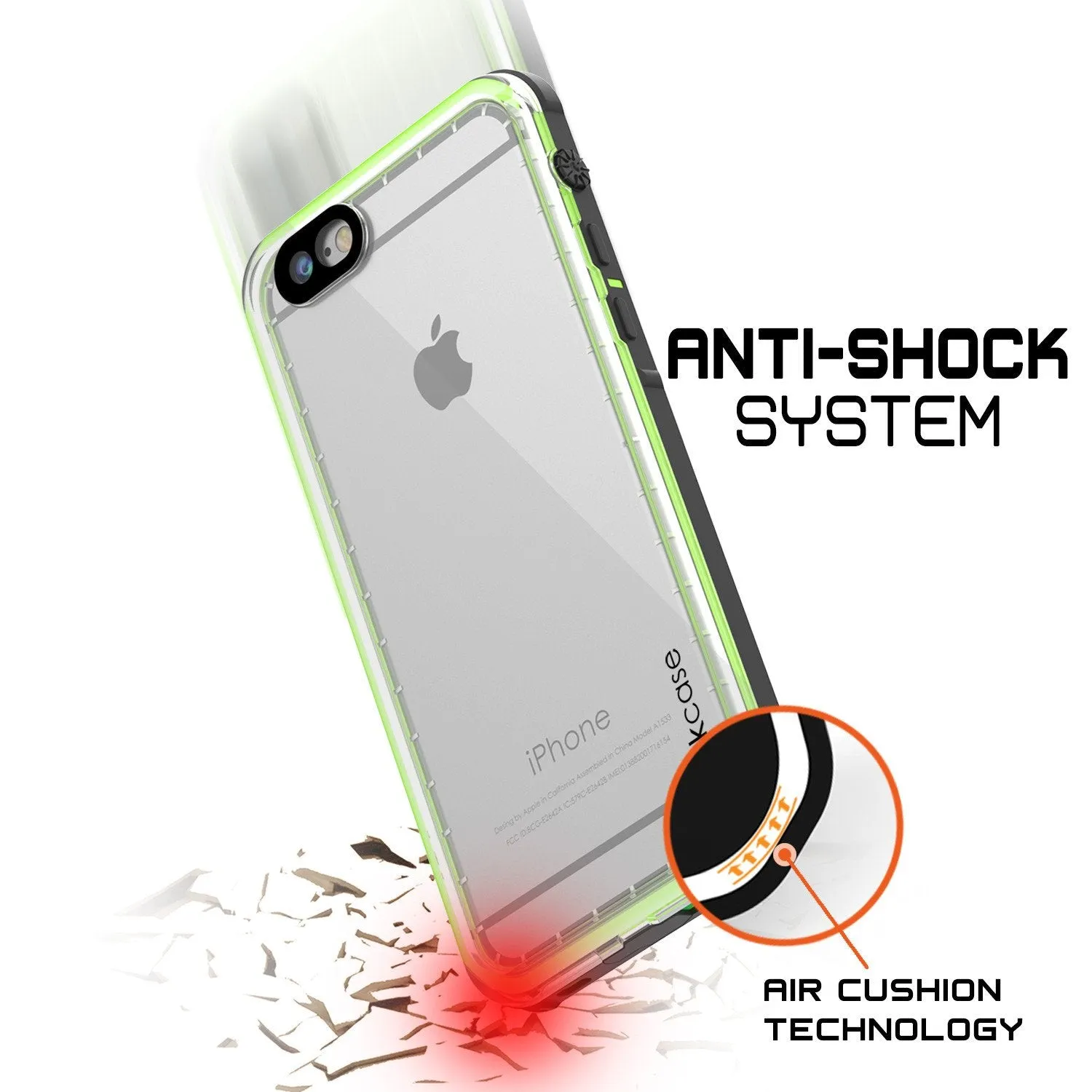 Apple iPhone 8 Waterproof Case, PUNKcase CRYSTAL Light Green  W/ Attached Screen Protector  | Warranty