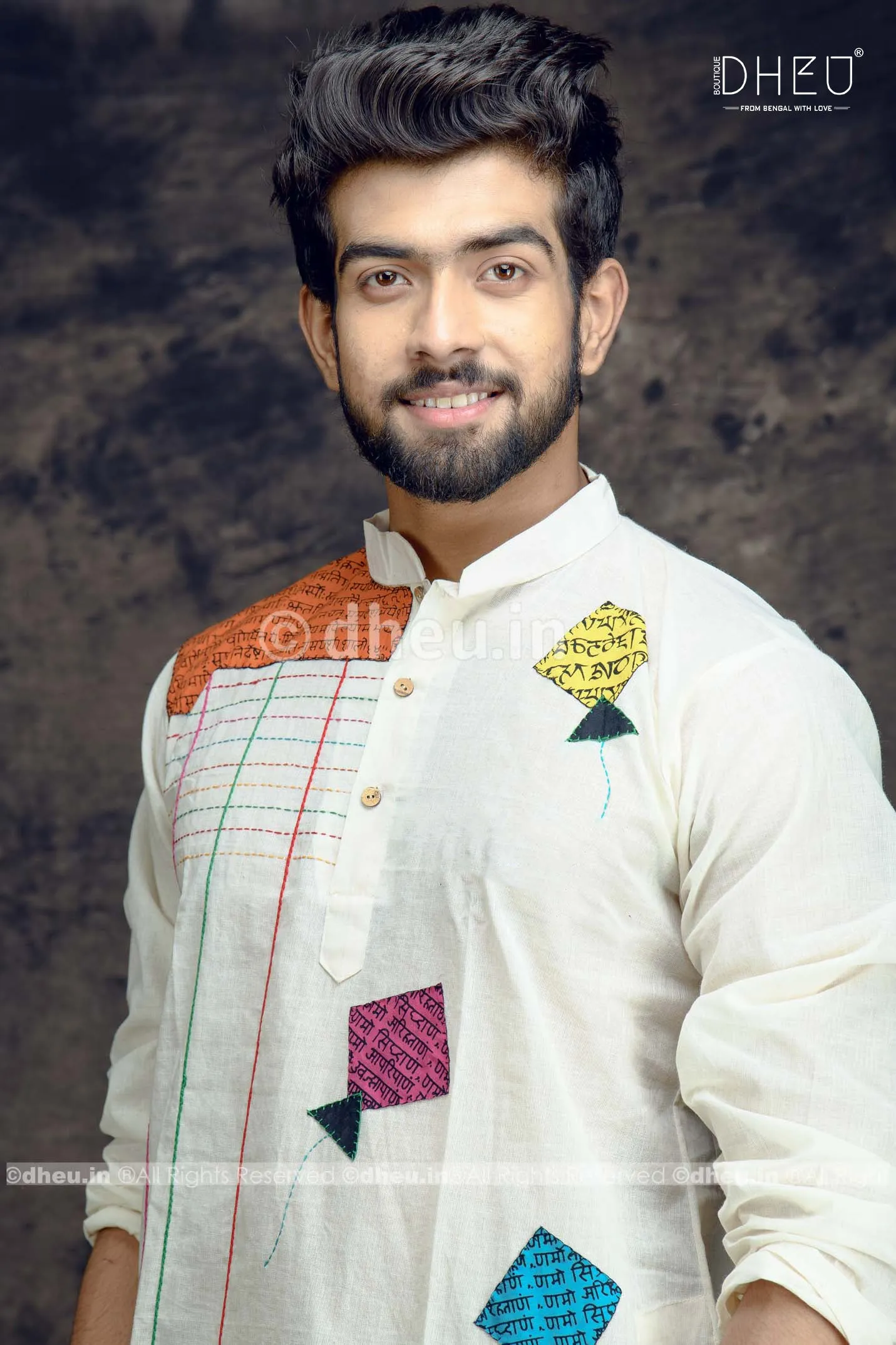 Applique Kite Kurta for Men