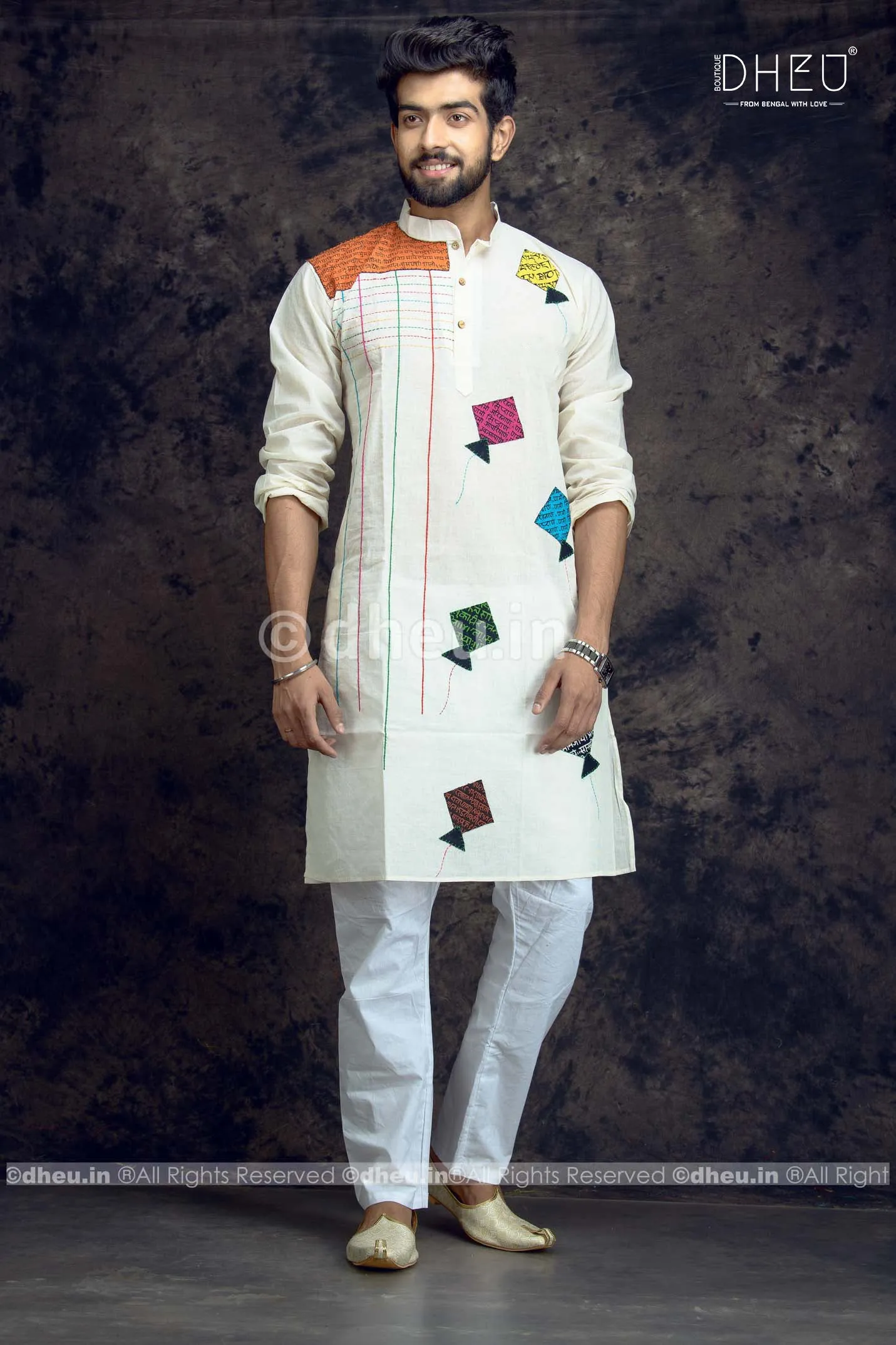 Applique Kite Kurta for Men