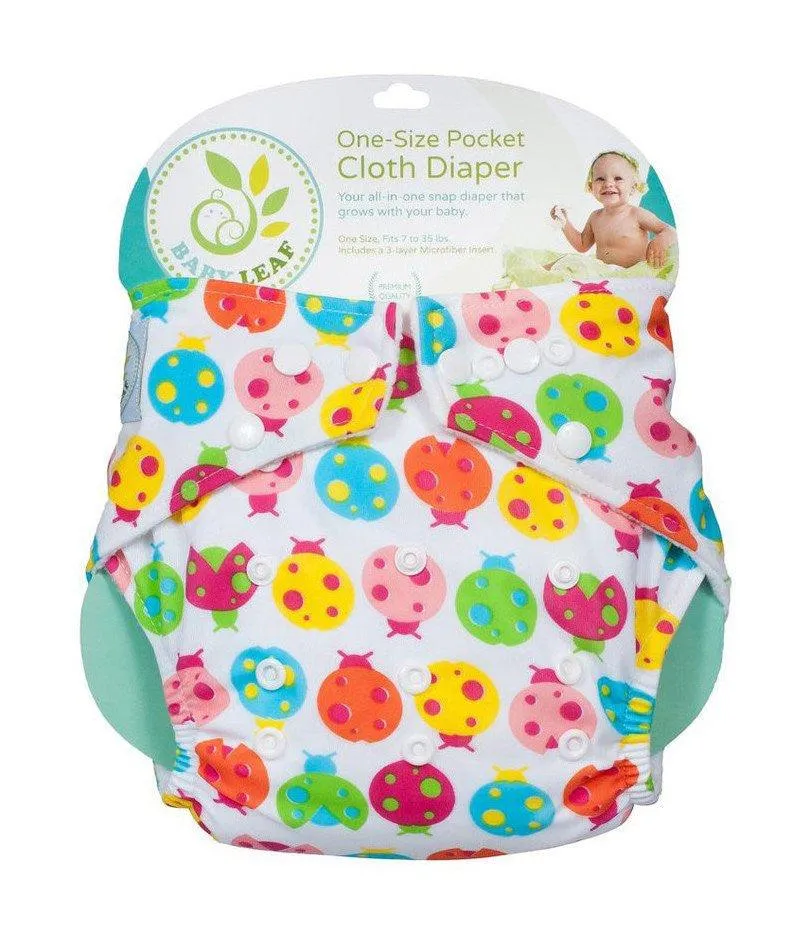 Baby Leaf Lady Bug Colors One-Size Cloth Diapers