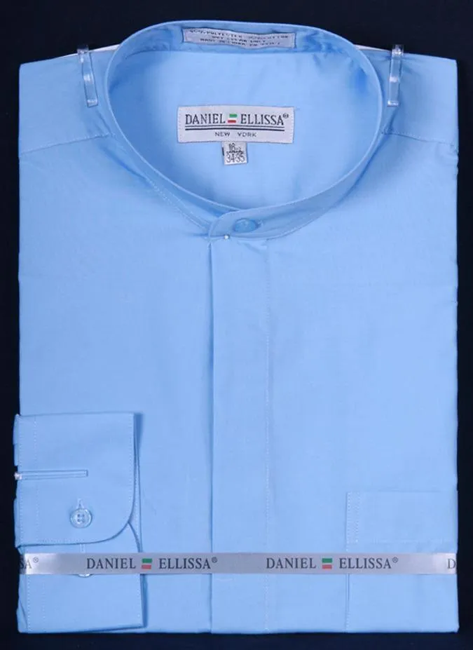 Banded Collar Dress Shirt, Light Blue