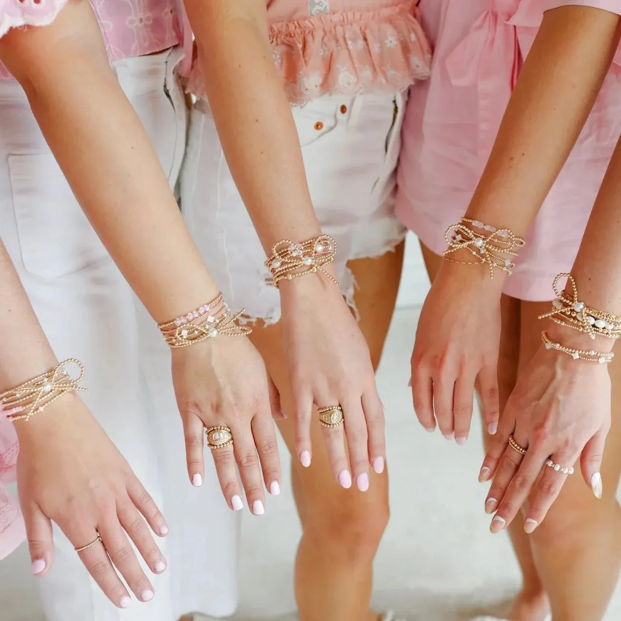 Beaded Blondes | Gold Bow Bracelet with Pearl Accent