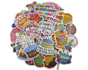 Birthday Sticker Pack - Waterproof PVC Stickers 50pc J112