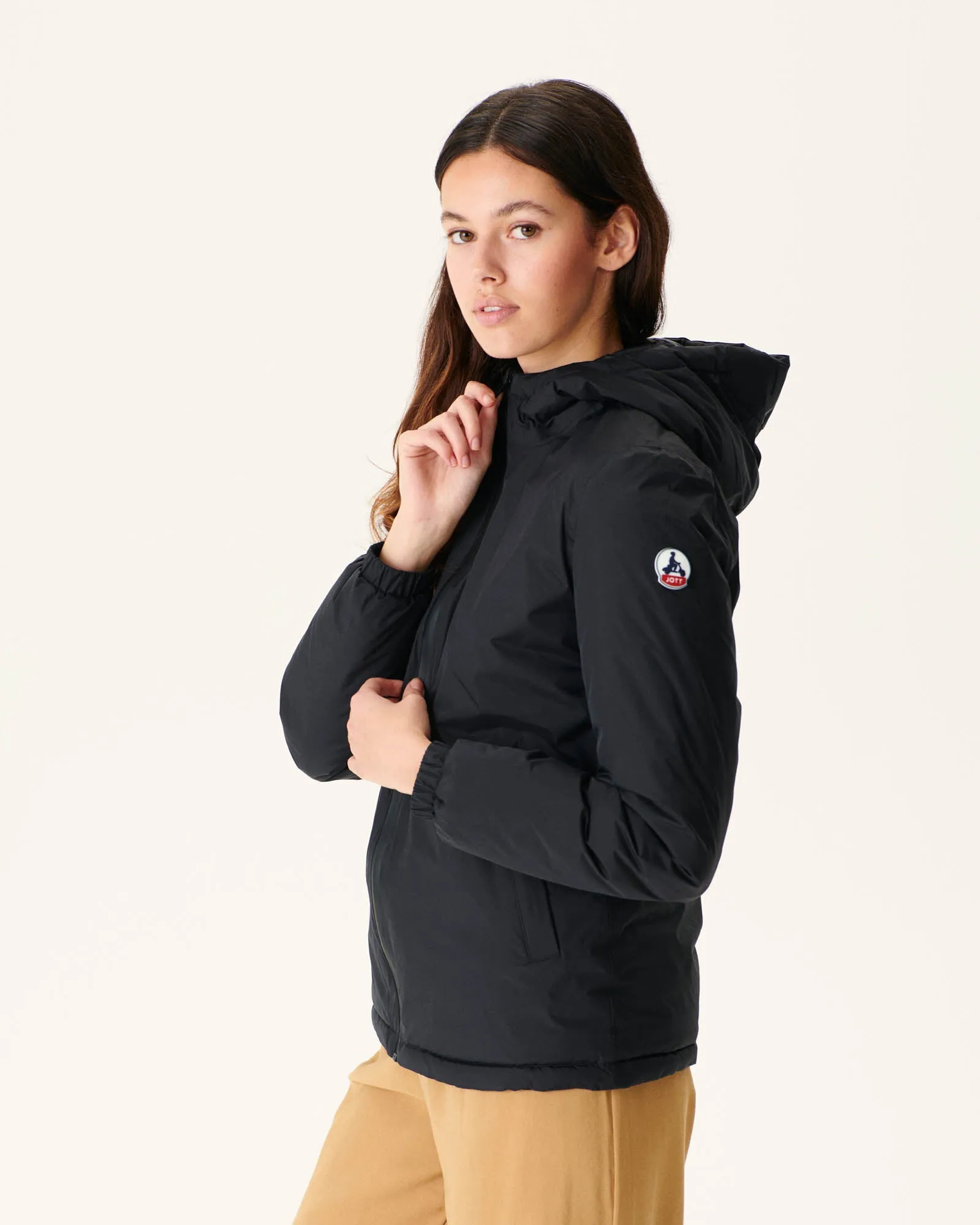 Black Vienne reversible hooded puffer jacket