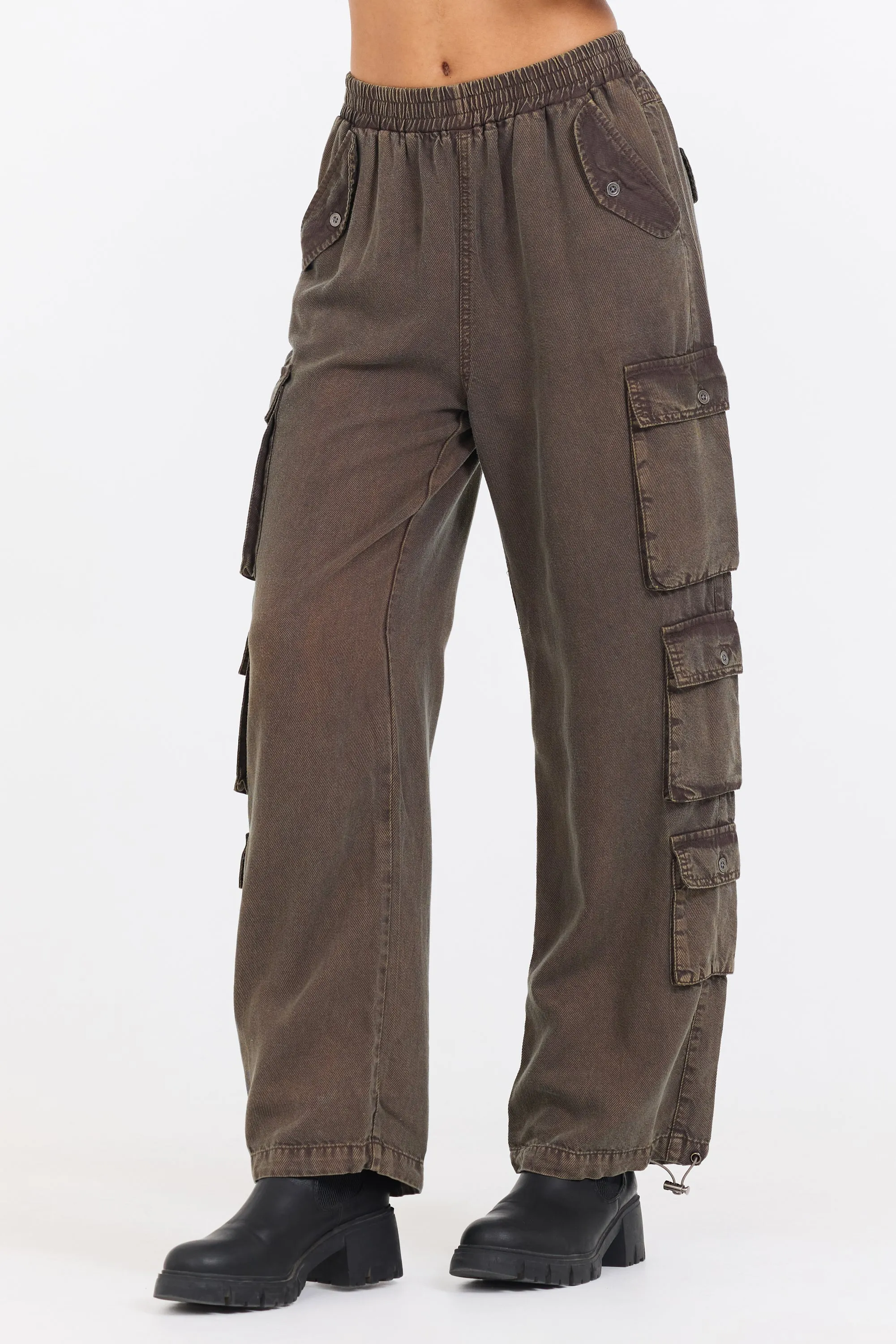 Brown Tencel Cargo Pant