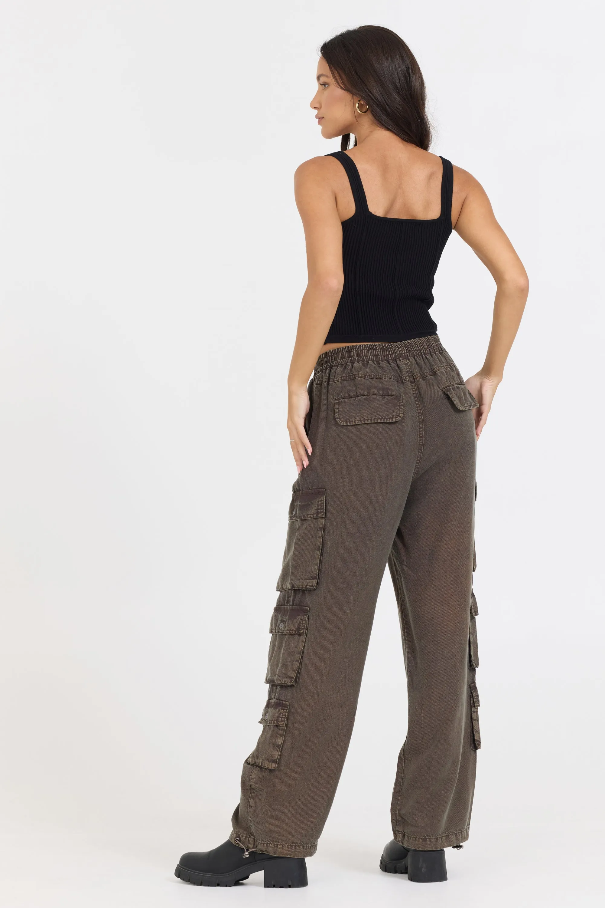 Brown Tencel Cargo Pant