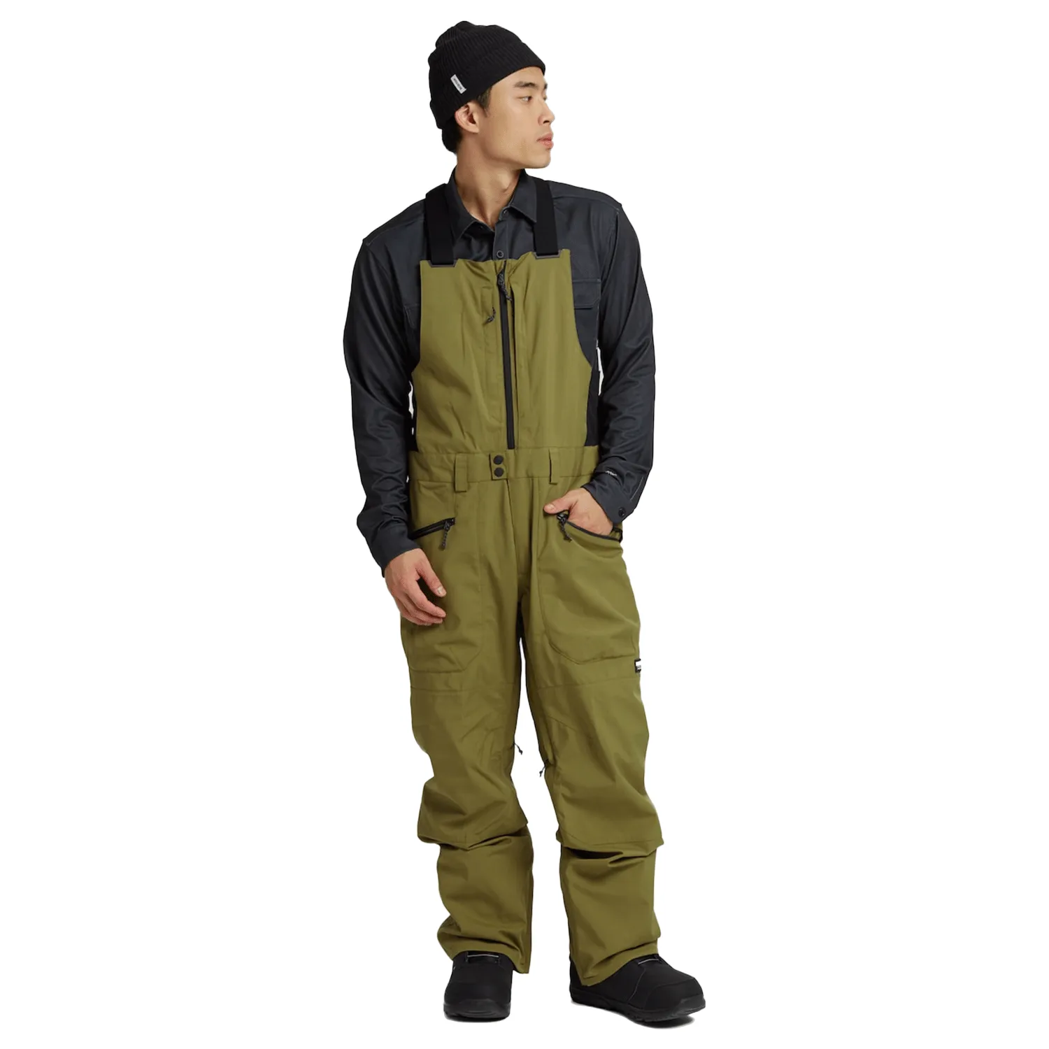 Mens Burton Olive Green 2-Layer Reserve 2024 Bib Snow Pants