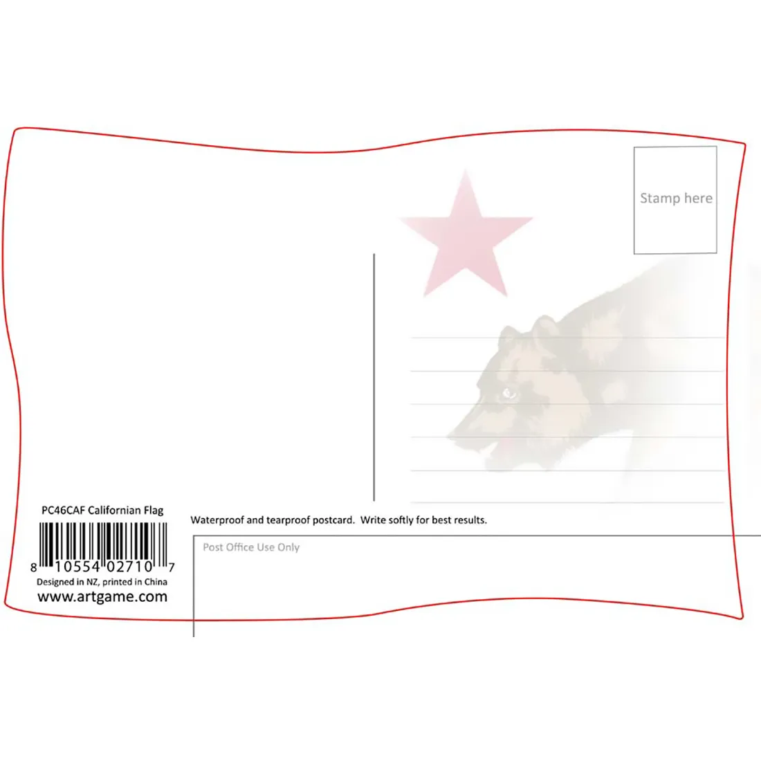 California Republic Flag 3d Postcard