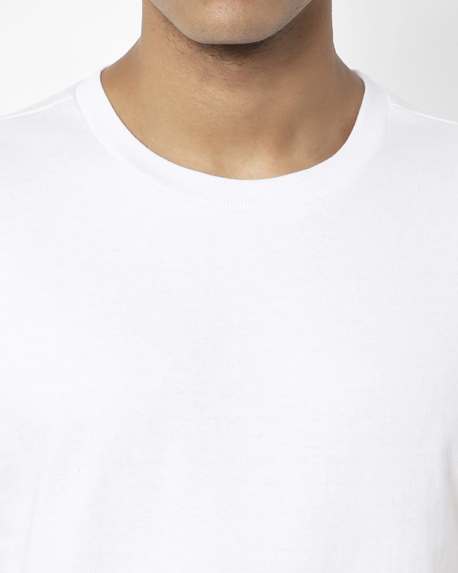 Drop Shoulder HW Crew Tee: White