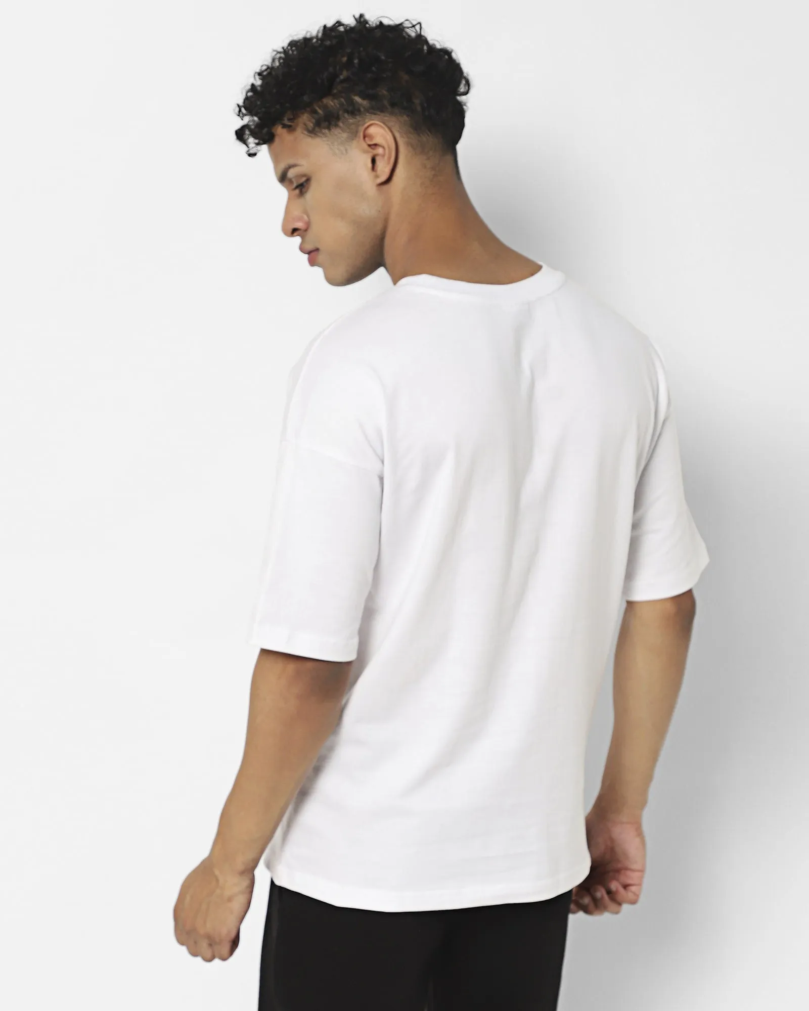 Drop Shoulder HW Crew Tee: White