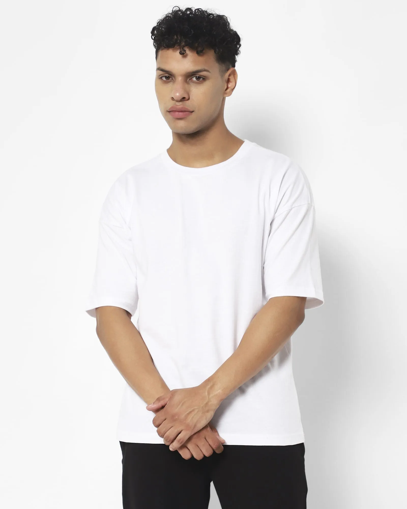 Drop Shoulder HW Crew Tee: White