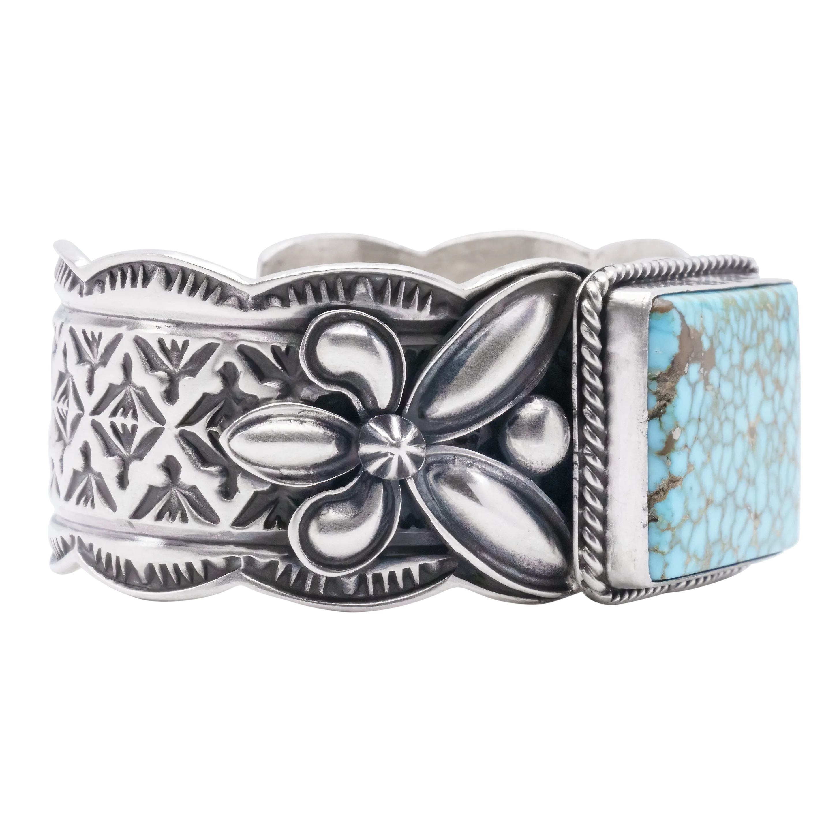 Handstamped Birdseye Kingman Turquoise Cuff | Andy Cadman