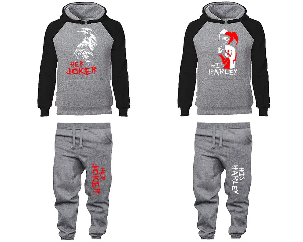 Her Joker His Harley Hoodie and Jogger Pants Top & Bottom Set