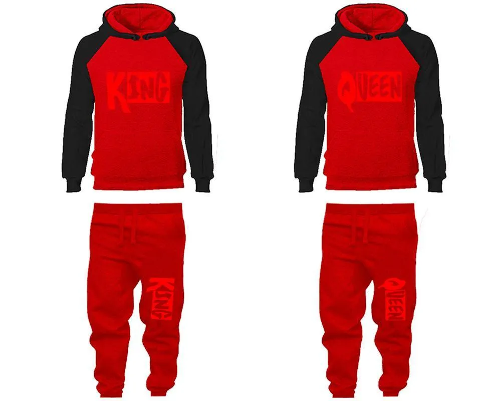 King Queen Couple Hoodies and Jogger Pants, Matching Top and Bottom Set