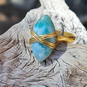 Larimar Tribal Aura Ring