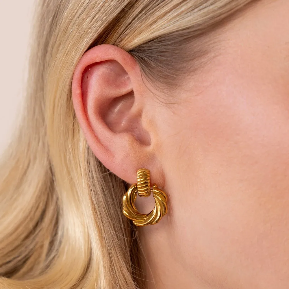 Leah 18K Twisted Hoop Earrings