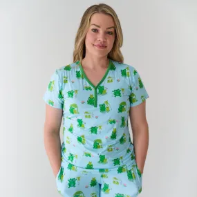 Leaping Love Women's Short Sleeve Pajama Top