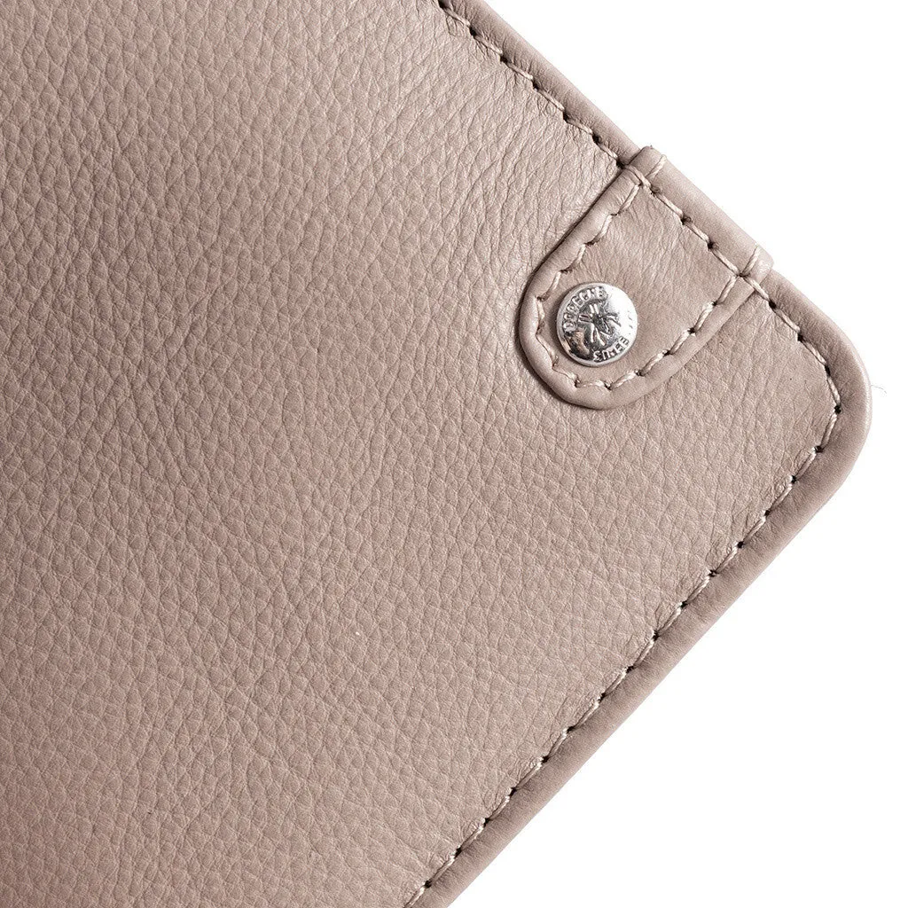 Mobile bag in soft leather and simple design / 16042 - Dusty taupe