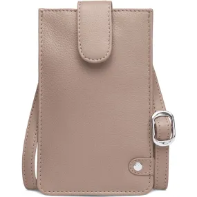 Mobile bag in soft leather and simple design / 16042 - Dusty taupe