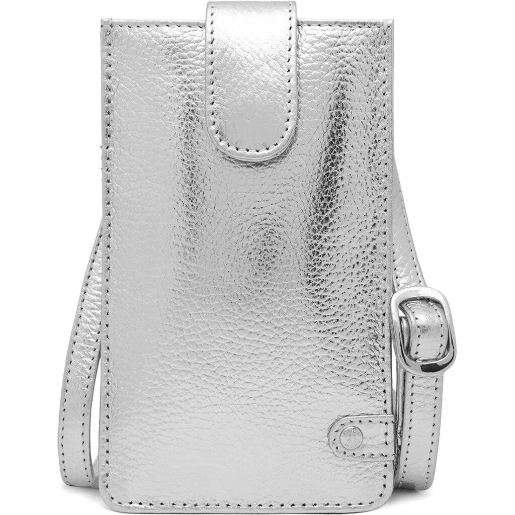 Mobile bag in soft leather and simple design / 16042 - Silver