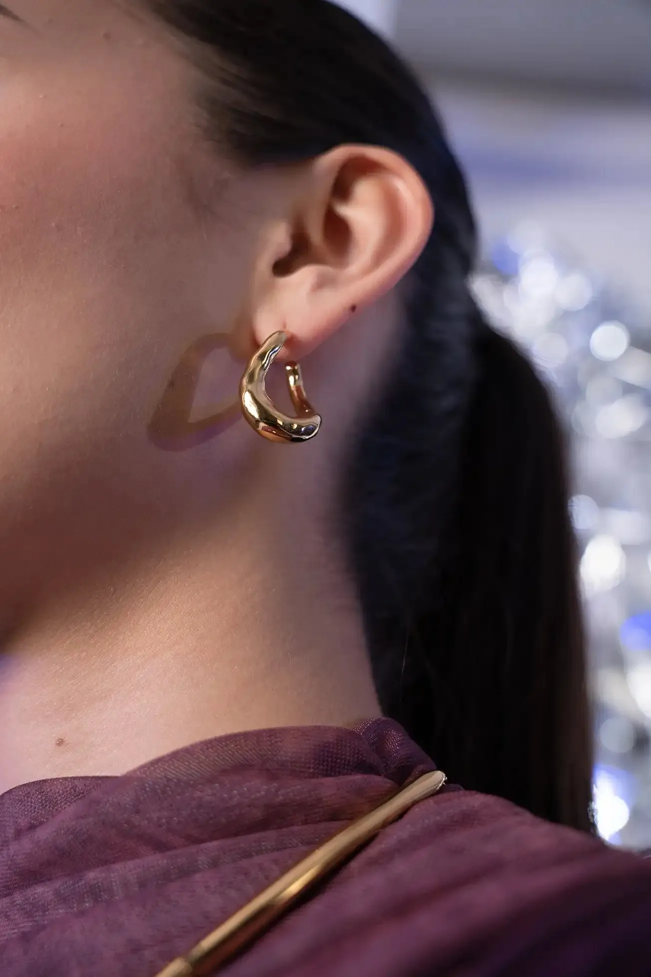 Molten Twisted Hoops 14K Gold Plated