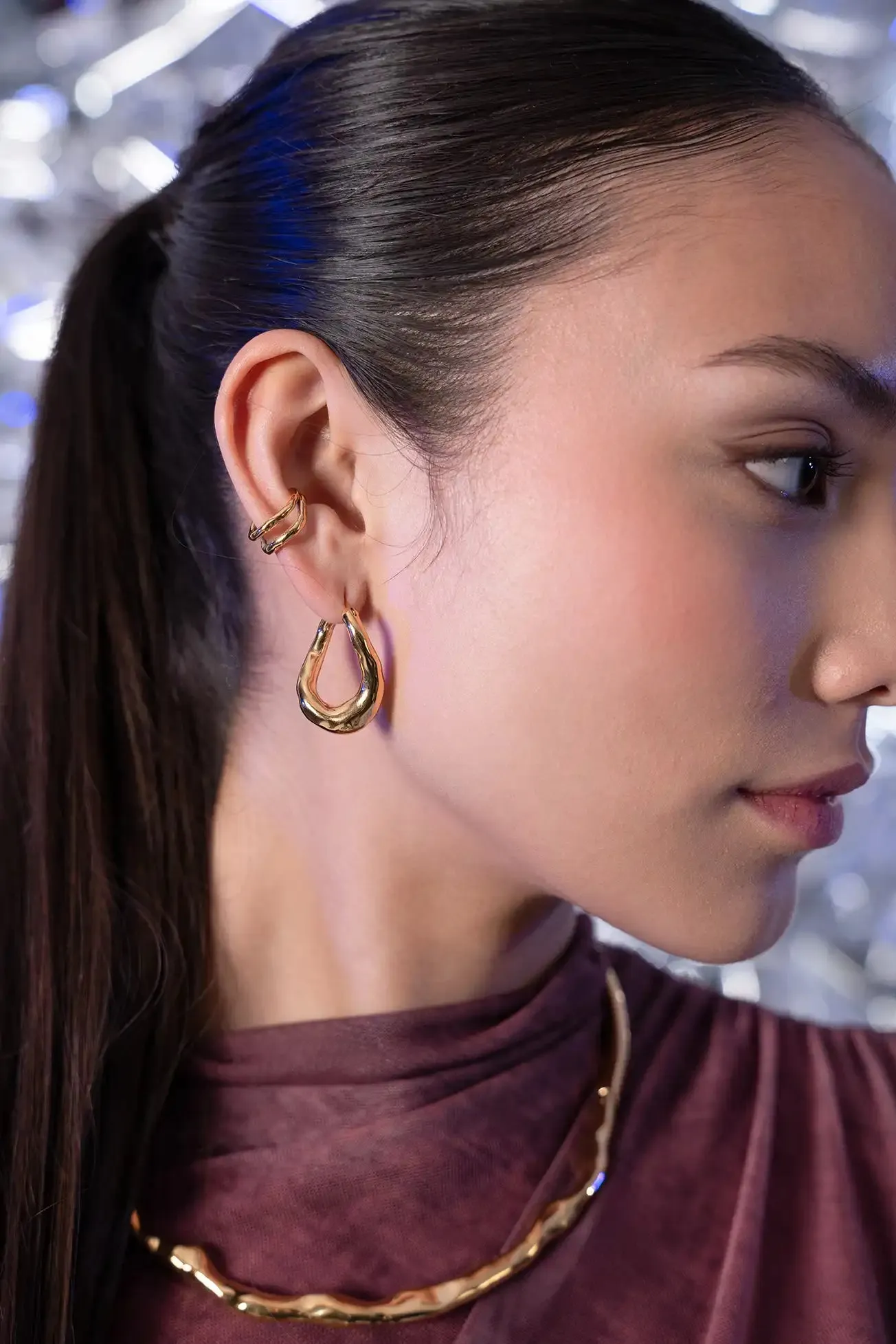 Molten Twisted Hoops 14K Gold Plated