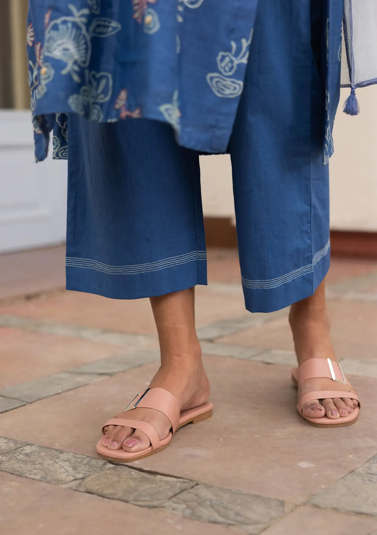 Ocean Blue Floral Kurta Set