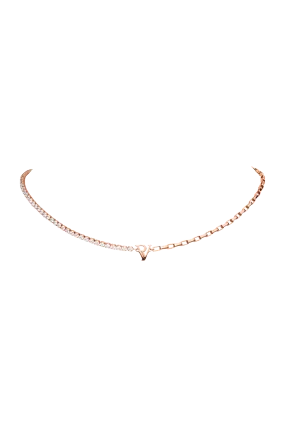 PV Tennis & Chain Necklace 14K Rose Gold Plated