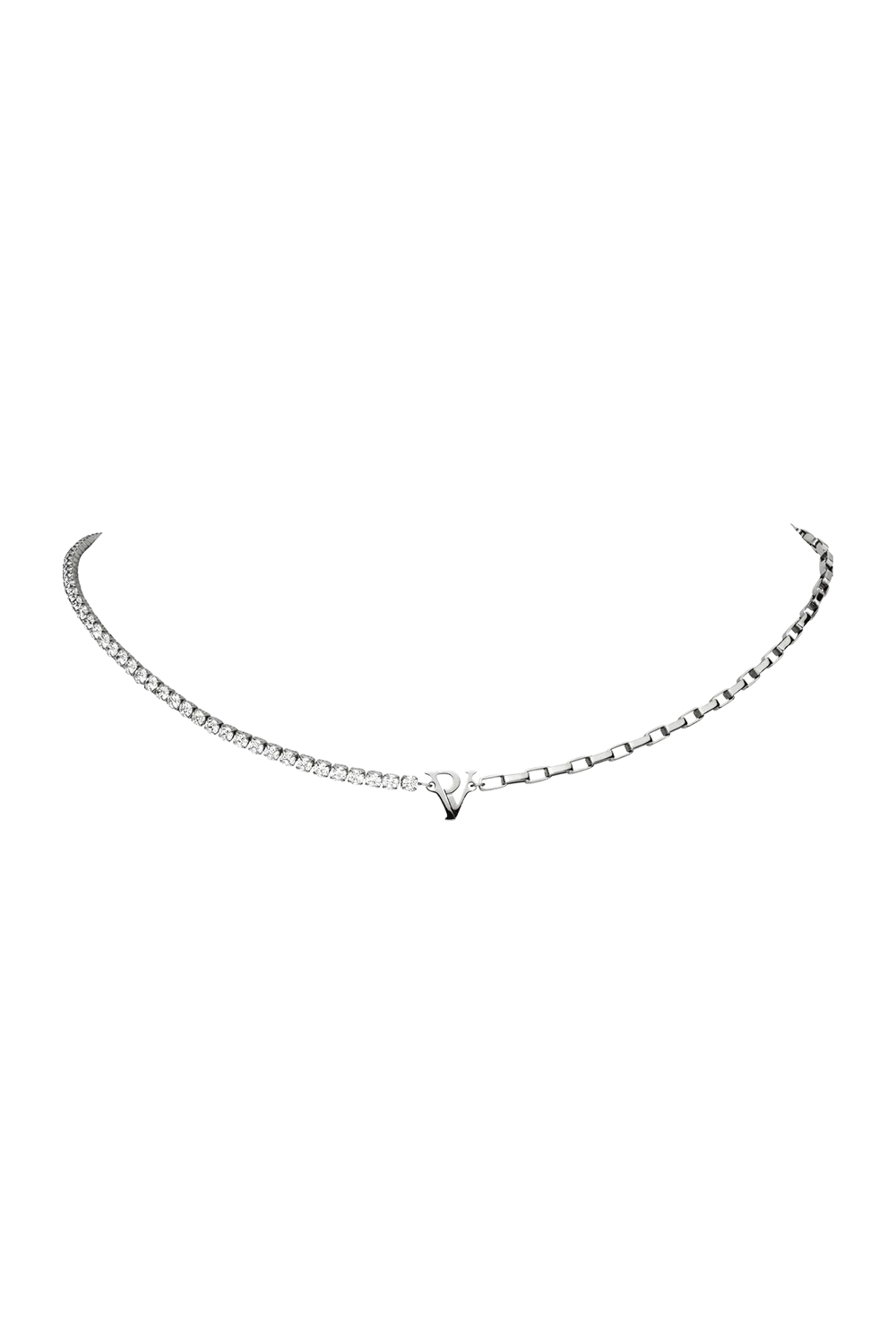 PV Tennis & Chain Necklace Silver