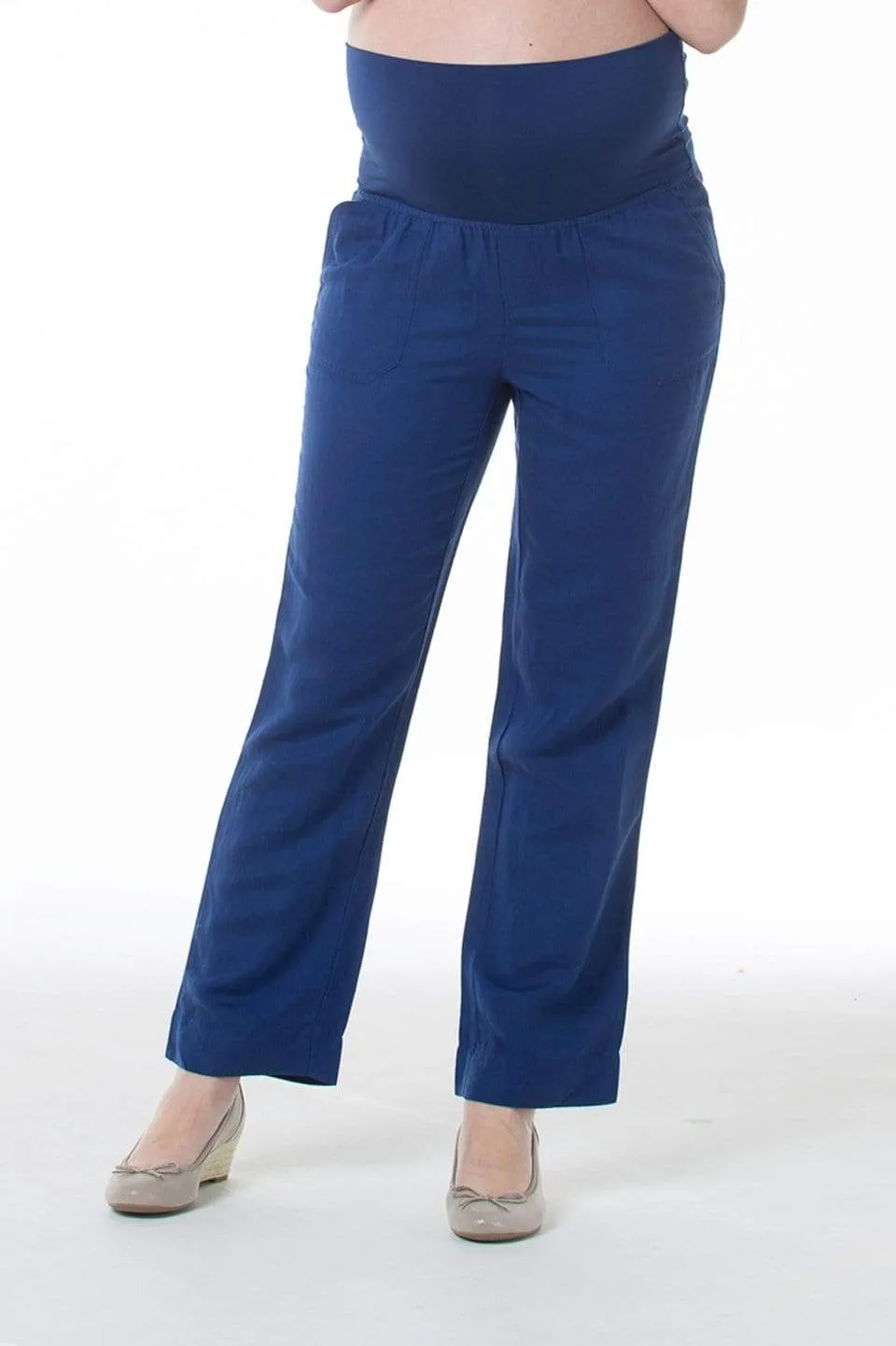 Rita Rayon Linen Maternity Pants Navy