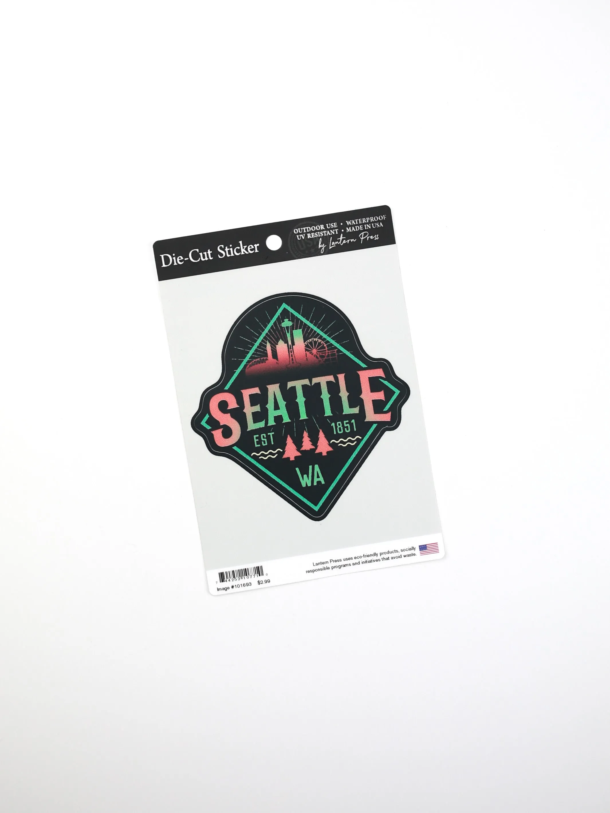 Seattle Diamond Skyline in Navy, Lantern Press Stickers