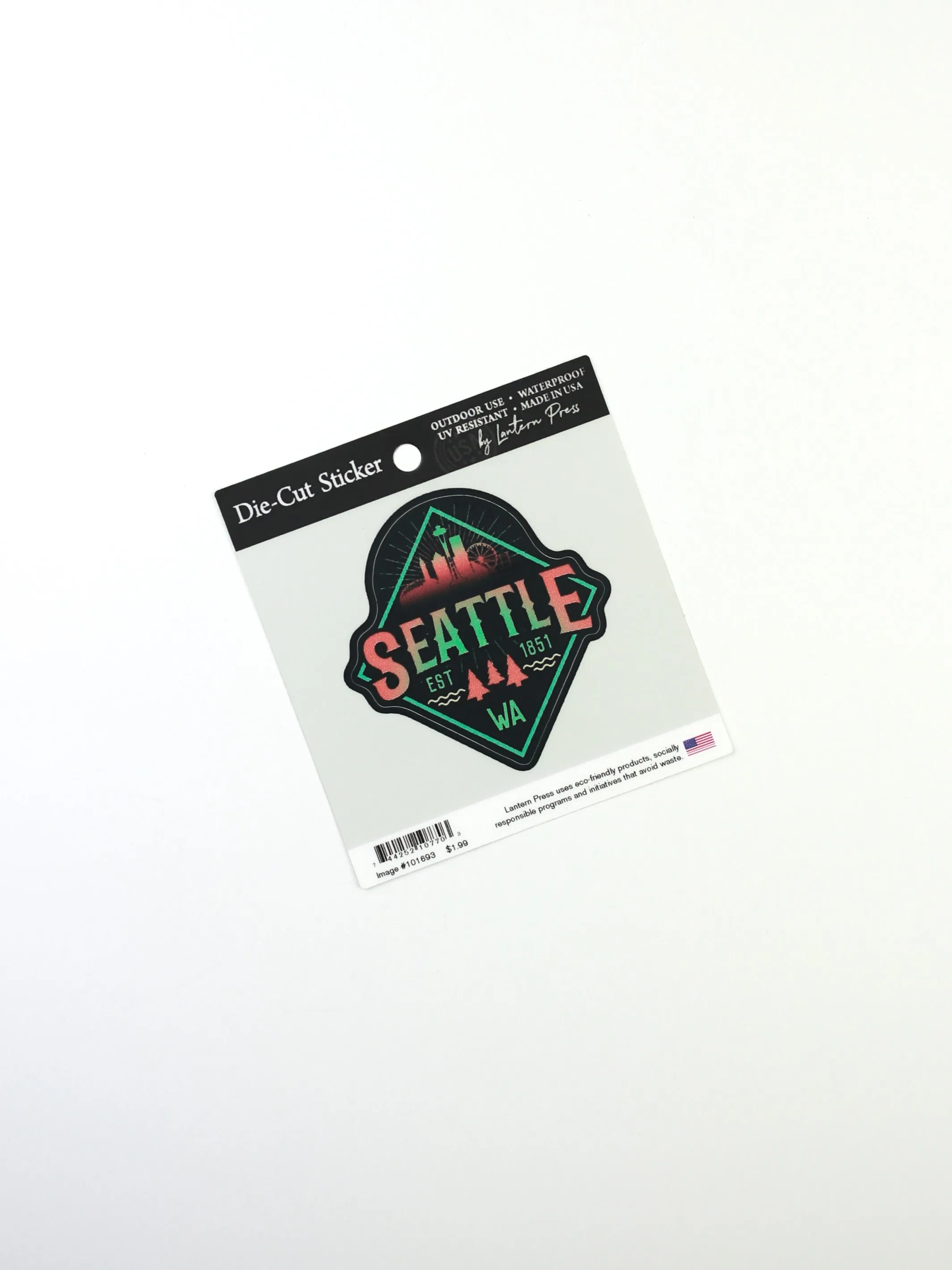 Seattle Diamond Skyline in Navy, Lantern Press Stickers