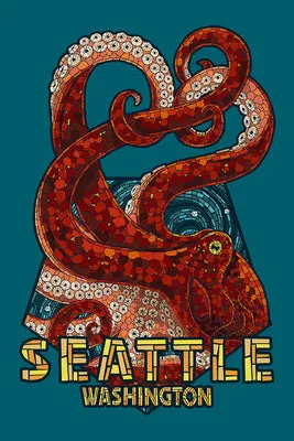 Seattle Octopus Mosaic, Lantern Press Sticker