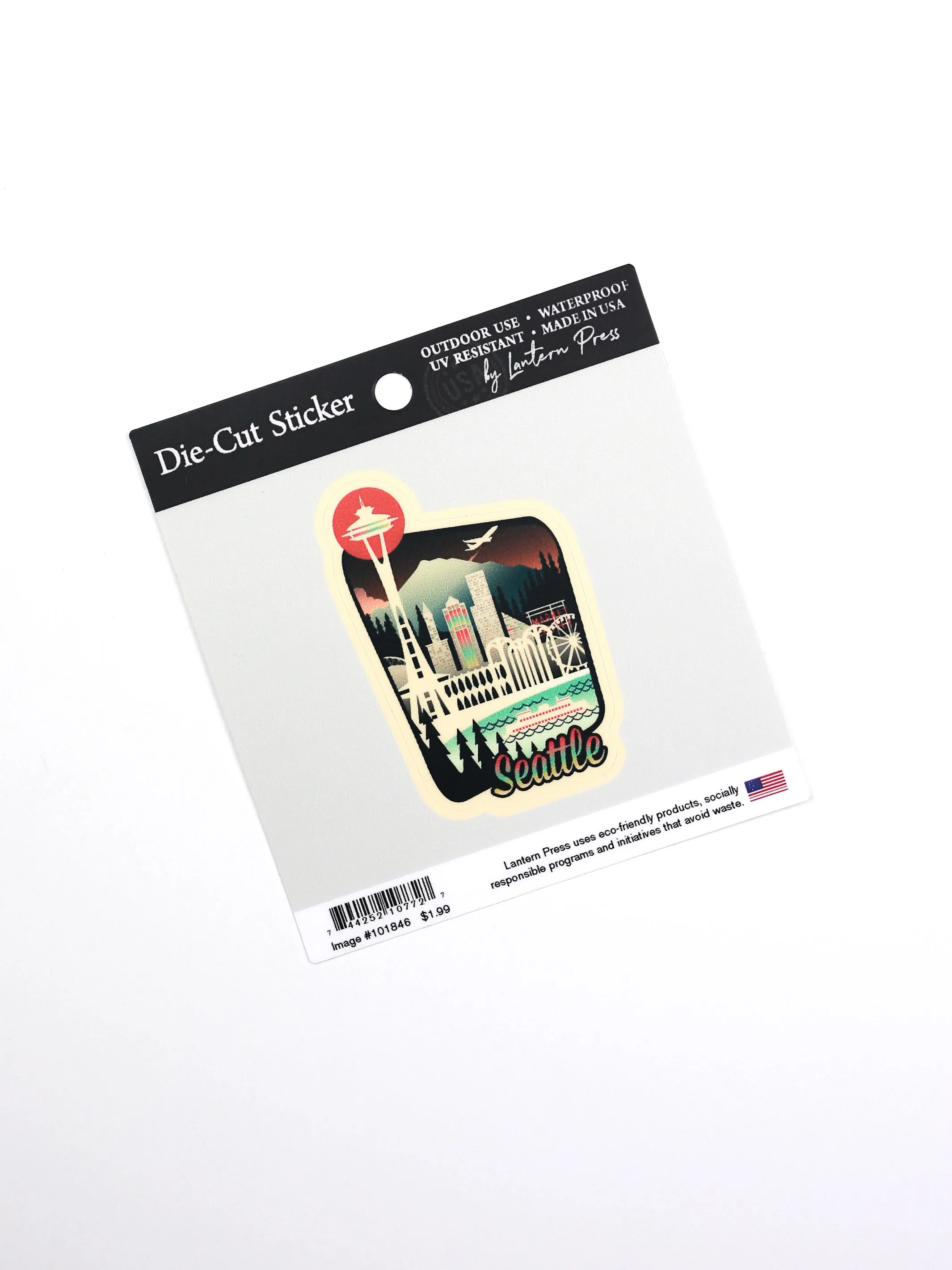 Seattle Retro Skyline Chromatic Series, Lantern Press Stickers