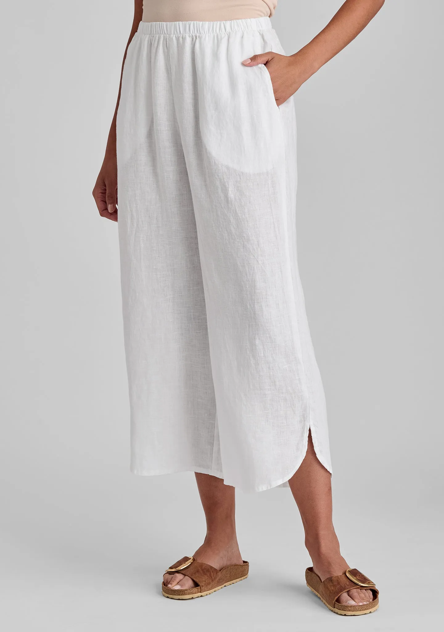 Shirttail Flood - Linen Pants with Elastic Waist