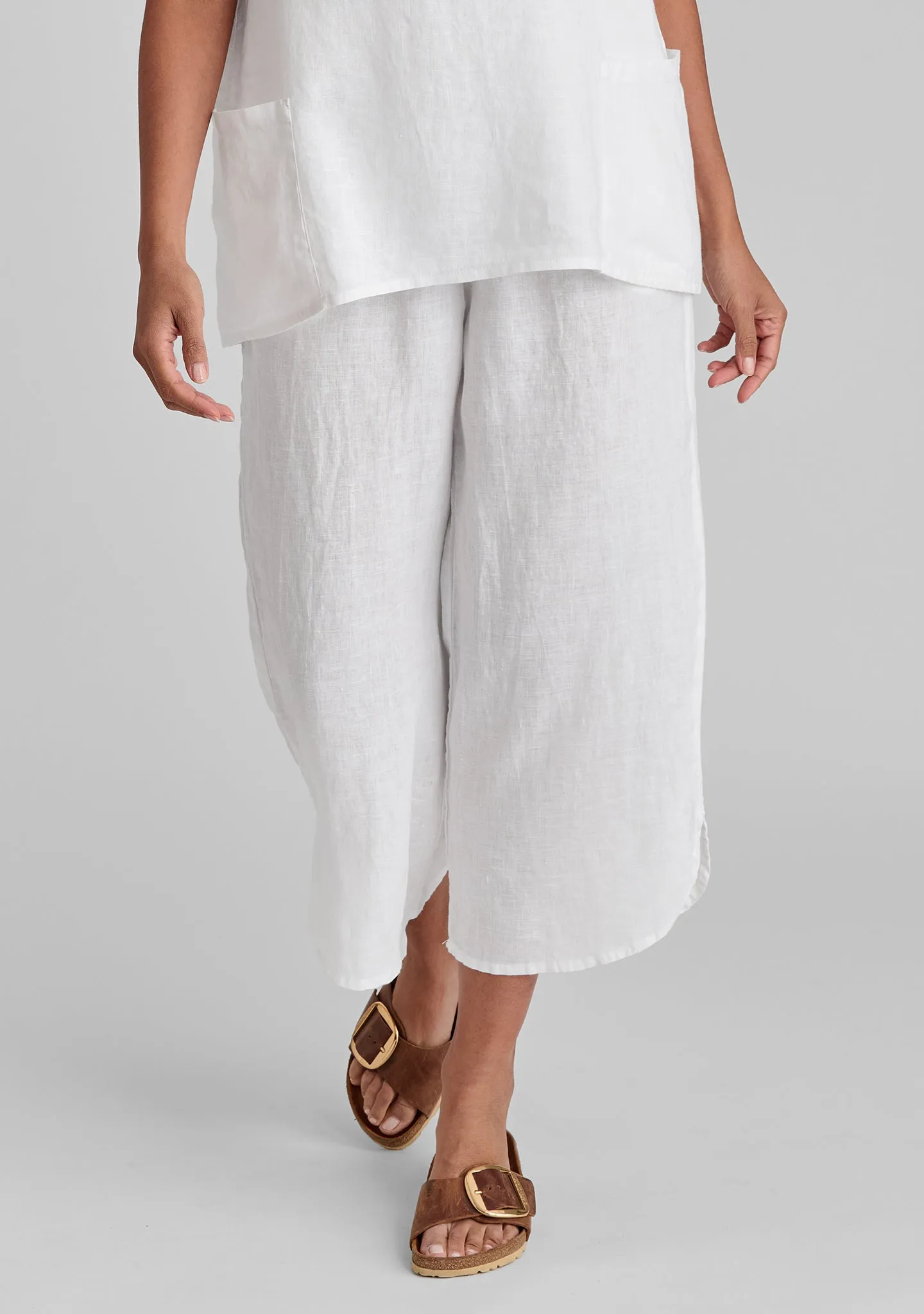 Shirttail Flood - Linen Pants with Elastic Waist