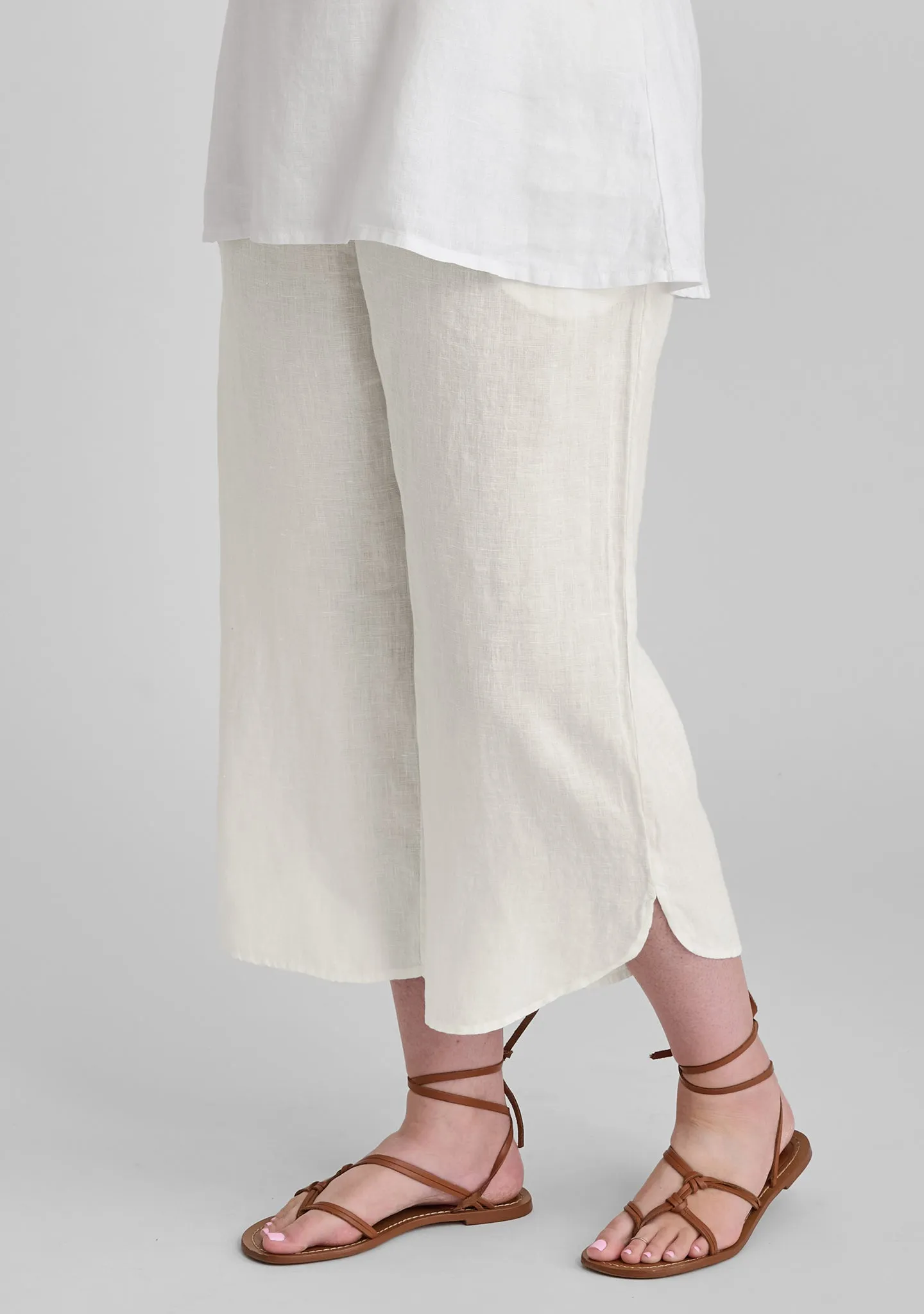 Shirttail Flood - Linen Pants with Elastic Waist