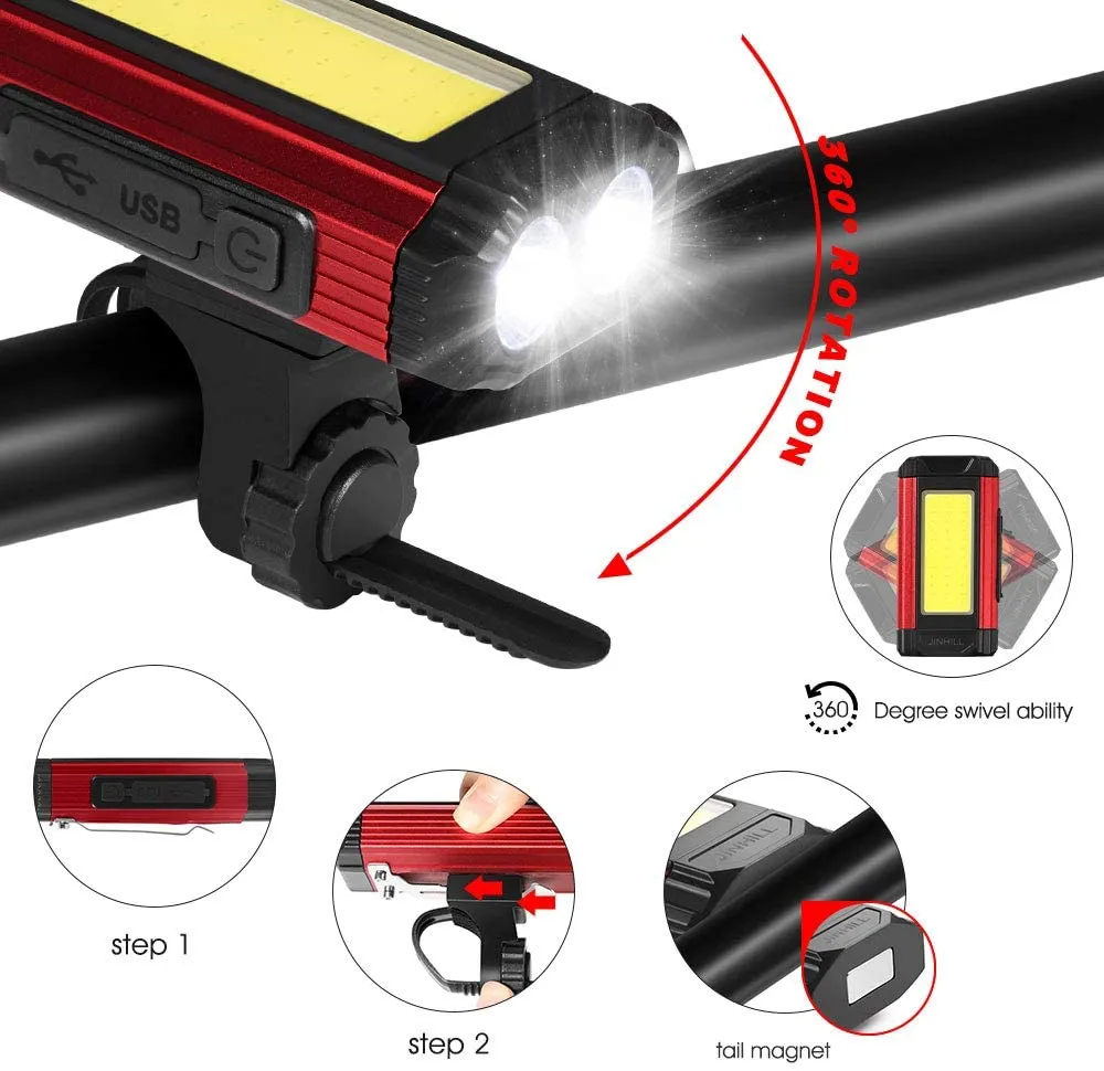 Waterproof USB Rechargeable Bike Front Light